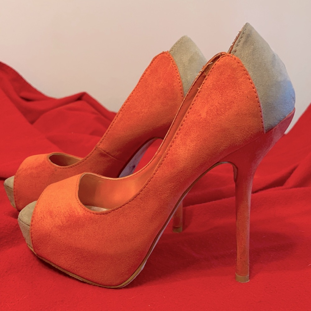Orange/Tan 5” Suede Stilettos